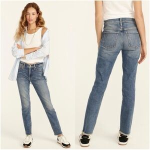 J. Crew 27 Petite 9" Vintage Slim-Straight Jean in Warm Seaside Wash Fringe 4